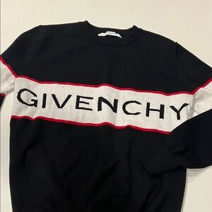 Givenchy Black and White Logo Sweater with Red Trim